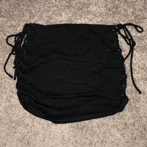 Side tie black mini skirt